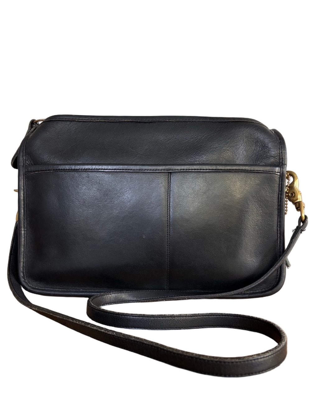 Vintage Coach Companion Black Leather Crossbody Shoulder Bag 90s Minimalist 9696